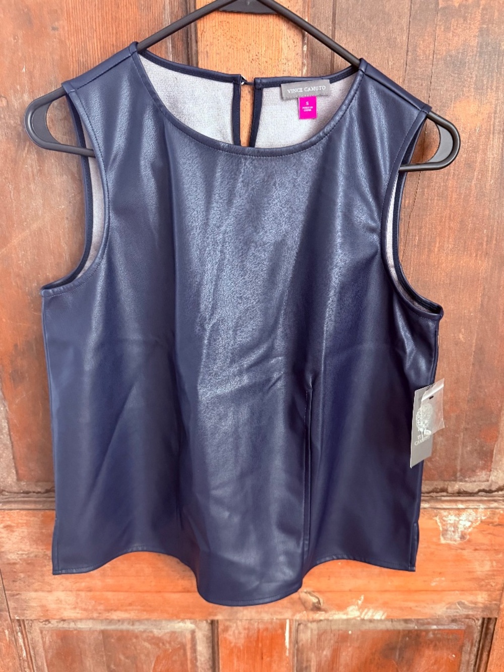 Vince Camuto faux leather shell top